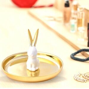 Gold Tray with Bunny. NWT